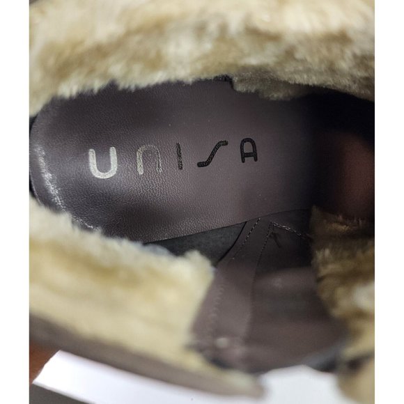 Unisa Boots Womens Size 8.5M Mobii Gray Faux Suede Buckle Momcore Wedge Bootie - Picture 11 of 13